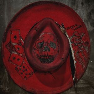 Red Skull and Cards Hat